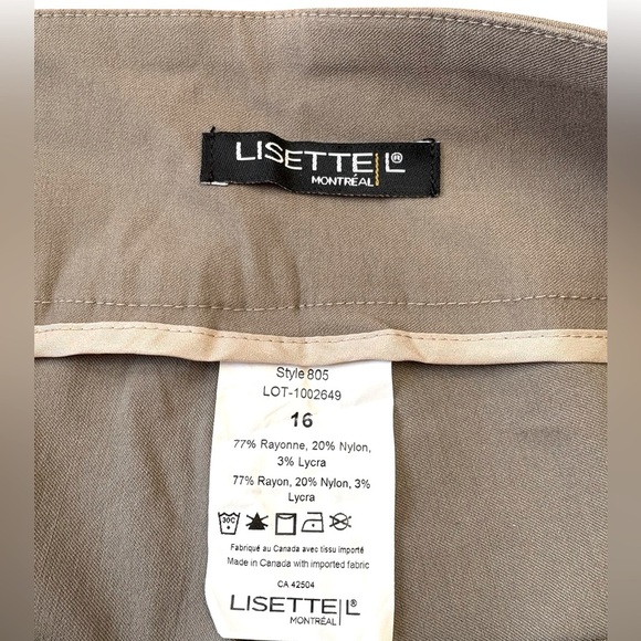 Lisette L Montreal, Style #805, Slim Full Length Pant, Size 16, Tan - Picture 5 of 10